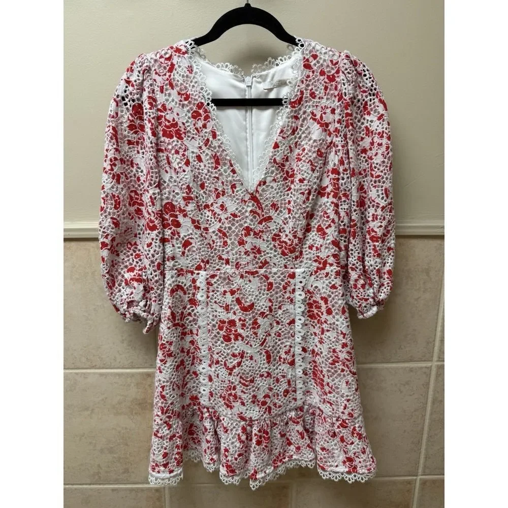La Maison Talulah Dance & Romance Lacey Eyelet Mini Dress Cottagecore. Sz M